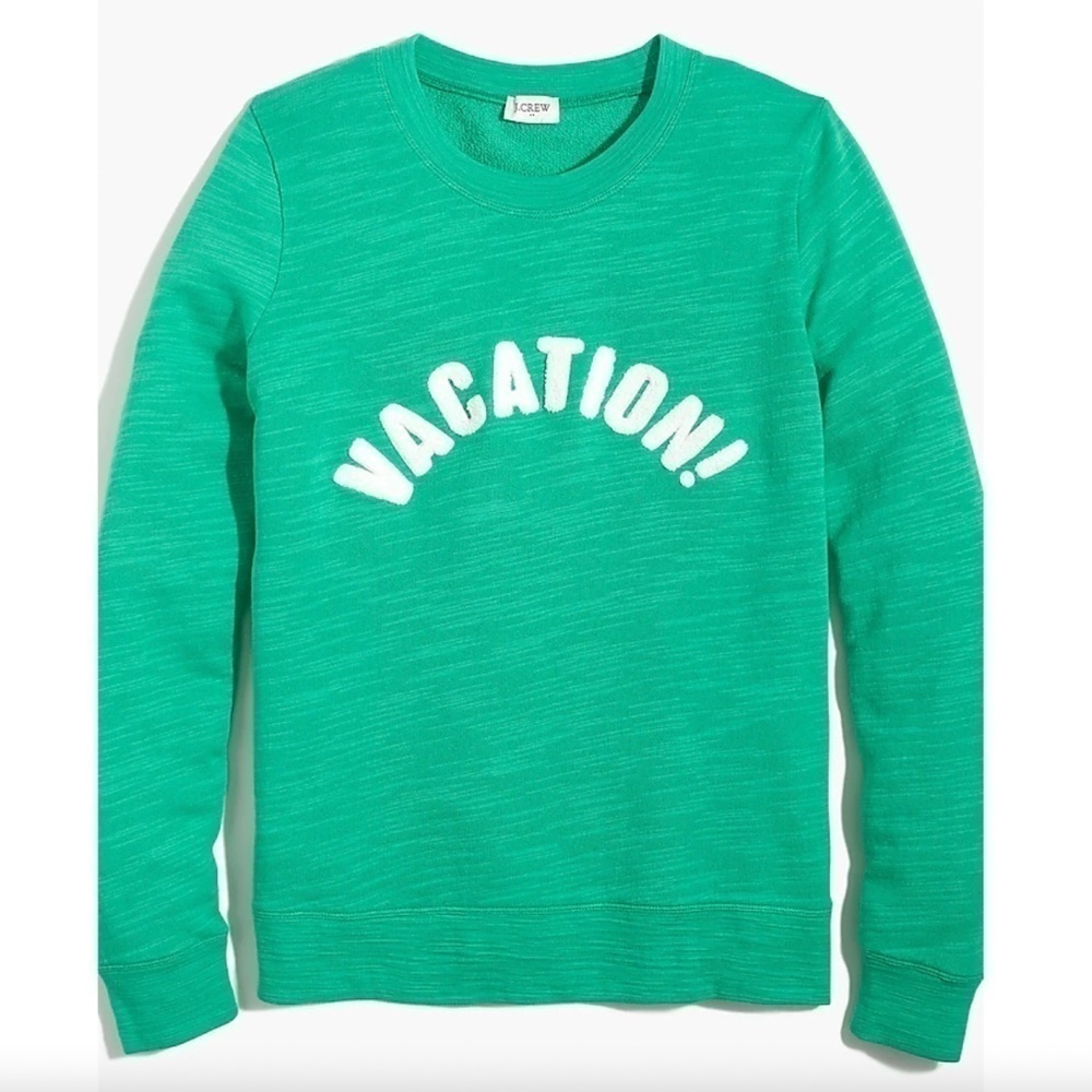 J. Crew Green “Vacation” Graphic Sweater